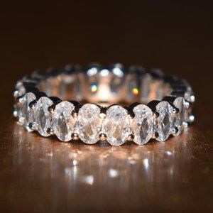 14K Gold Plated Sterling Silver Oval Eternity Ring